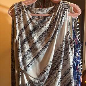 White House Black Market Cowl Neck Sleeveless Top Dotted Diagonal Stripes